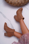 Women's Heeled Boots Suede Beige Gomen