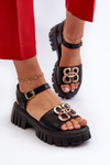 Women's Leather Sandals with Gold Decoration Vinceza 7910