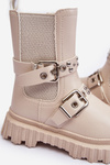Girls' Zip-Up Ankle Boots Beige Adeneia