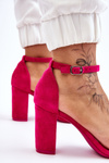 Classic Suede Heel Sandals Fuchsia Amina
