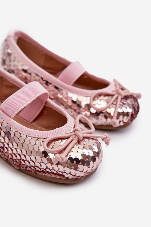 Kids' Ballerina Flats Adorned with Sequins Pink Weries