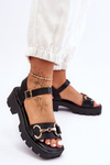Women's Leather Sandals With Embellishment Black Emori