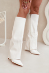 Warm Heeled Boots with Folded Shaft White Tamonia