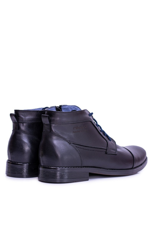 Black Men's Leather Boots With Zipper Gregory