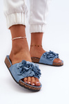 Women's Blue Suede Cork Platform Sandals Jaihini