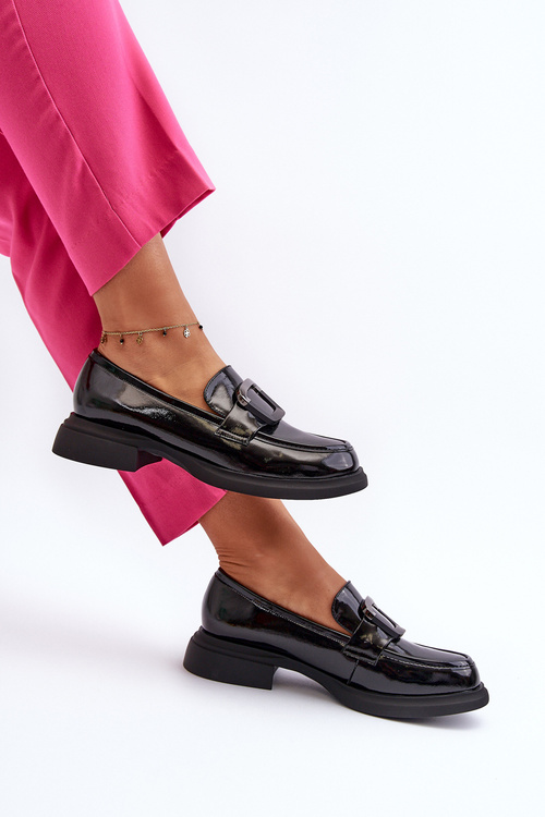 Black Women's Patent Leather Moccasins Fidodia