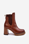 Leather Boots On Heel Brown Lemar Liresa