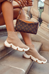 Women's High Textile Sport Shoes Beige Morris