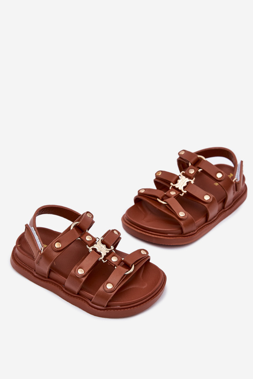 Girls sandals with gold detail brown Lunessa