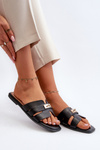 Women's Flat Sandals with Embellishment Black Kavinia