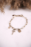 Women's Bracelet Cross And Star Gold Good Luck