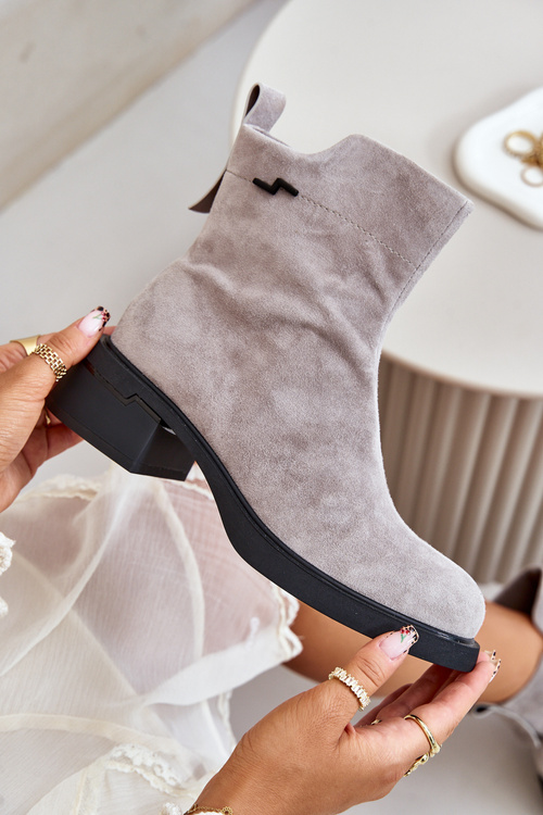 Botki Damskie Zamszowe Ocieplane Na Zamek Vinceza 66696 Szare