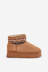 Women's Snow Boots With A Pattern Insert On A Platform Camel Avatharia