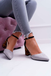 Women's Leopard Print Stiletto pumps Grey Ferri