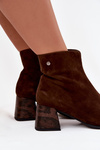 Leather Suede Women's Ankle Boots on Heel Maciejka K7202-02 Chocolate