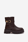 Insulated Women's Boots with Gold Buckle Chocolate Elanore