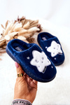Children's Padded Slippers Stars Navy Nelli