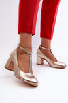 Faux Leather Pumps on Block Heel Gold Raniyah