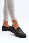 Women's Black Faux Leather Loafers Seravisa