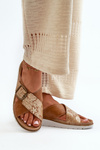 Comfortable Women's Slippers With Buckle Inblu CN000032 Camel