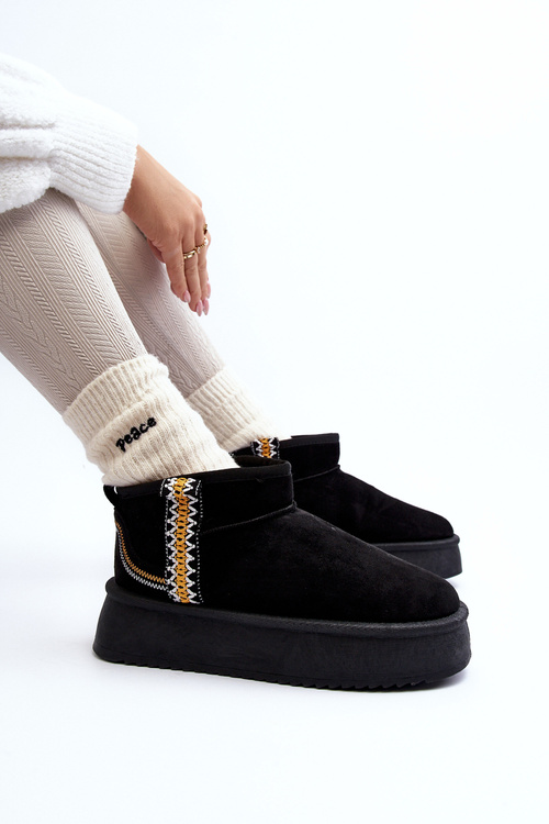 Platform Snow Boots with Pattern Black Udra