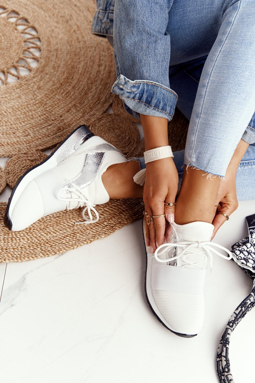 Women’s Sport Shoes Sneakers White-Silver Netta