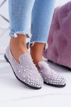 Ballerinas Women's Lu Boo Grey Suede Lords with Studs Odessa