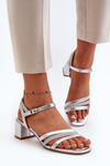 Women's Low Heel Sandals in Synthetic Leather Sergio Leone SK046 Silver