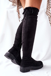 Suede Over The Knee Boots Black Selina