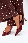 Lacquered Stiletto Heels With Gold Buckle Bordeaux Vivae