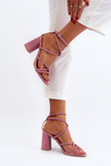 Pink Strappy Sandals with Block Heel Herfiana
