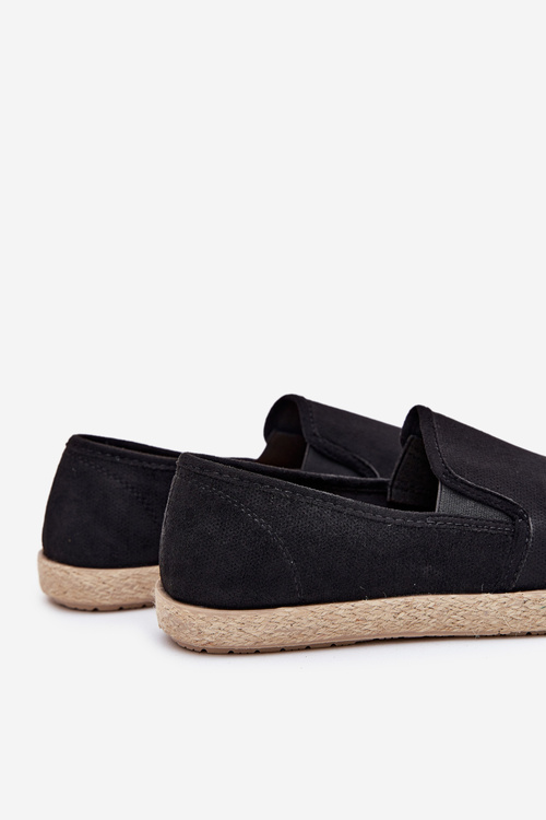 Męskie Espadryle Tenisówki Plecionka Eko Zamsz Czarne Lunaria