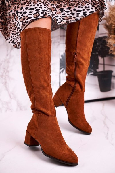 Damskie kozaki zamszowe Sergio Leone camel KZ273