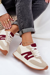 Women's Sports Shoes On Platform Beige-Red Emidi