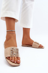 Women's flat sandals with beige decoration Inaile