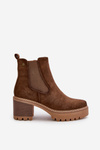 Women's Insulated Heeled Boots Eco Suede Brown Irissinae