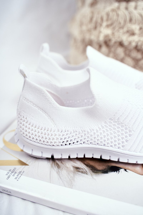 Dziecięce Sportowe Buty Slip-On Białe Bobi