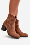 Boots With Perforated Shaft On Heel Eco Suede Brown Nevishiia
