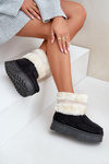 Women's Snow Boots On Platform With Fur And Pattern Black Deepanti