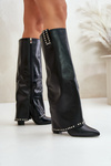 Ladies Boots With Turned Shaft On Heel Black Kaielia