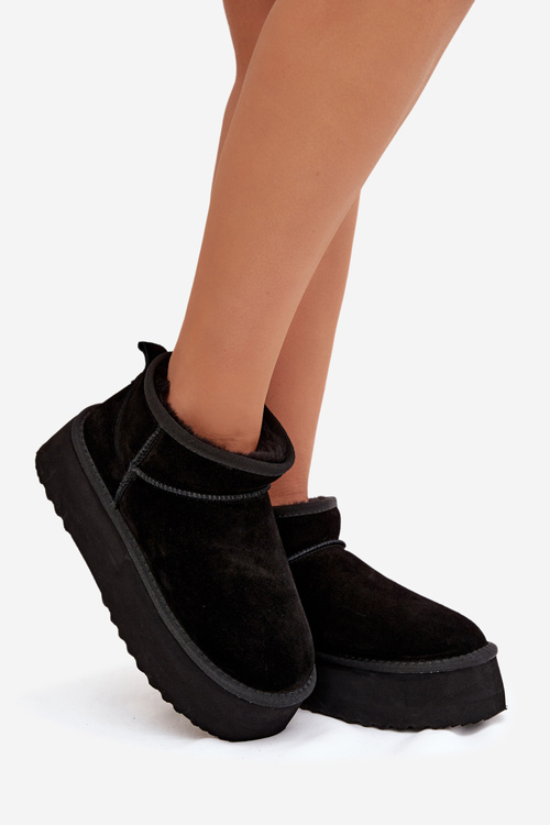 Damskie Śniegowce Z Zamszu Czarne Mairene