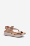 Women's Comfortable Sandals with Velcro Beige Eladora