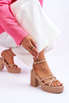 Fashionable High Heels Sandals With Straps Beige Shemira