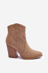 Leather Cowboy Boots on Heel Beige Lotoune 