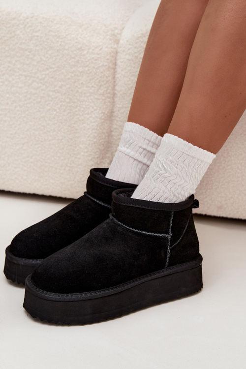 Suede Women's Snow Boots on Platform Vinceza 97962 Black