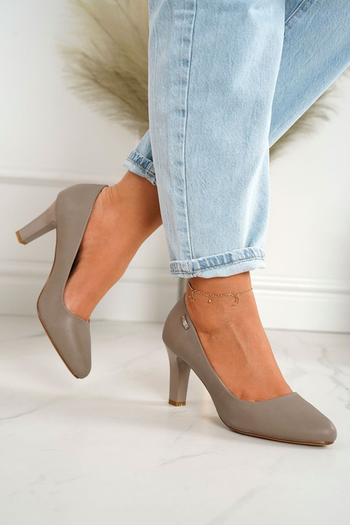 Classic Women's Pumps On A Block Heel Cappuccino Eleanor