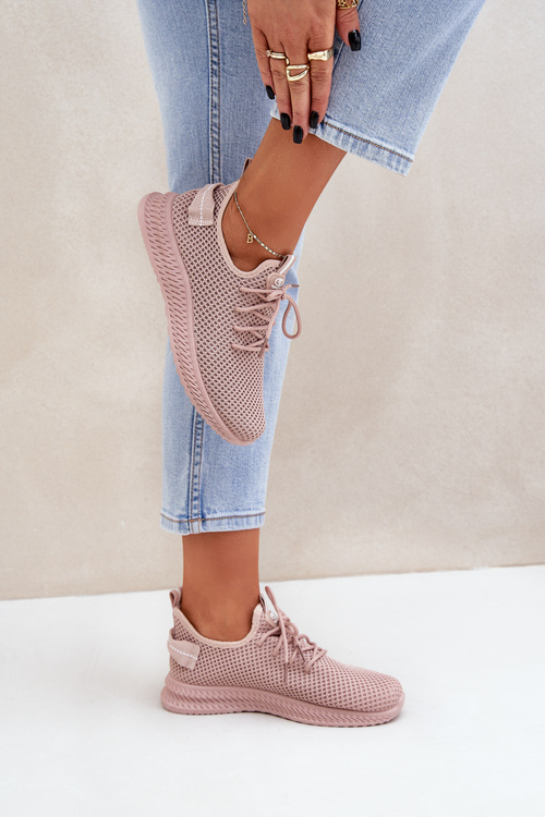 Buty Sportowe Wsuwane Siateczkowe Damskie Różowe Harice