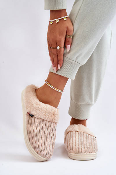 Women's Insulated Slip-On Slippers With Fur Beige Leriss