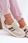 Women's Sneakers Made Of Eco Suede Leopard Beige Marinils