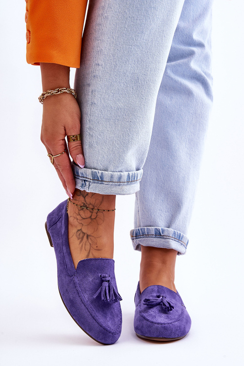 Suede Classic Fringed Loafers Violet Averil